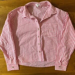 NWT BP Brand Women’s Pink/white Long Sleeve Shirt With Pocket Size Small